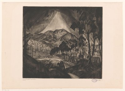 Hilly Landscape with Industry by Lodewijk Schelfhout (signed by artist)