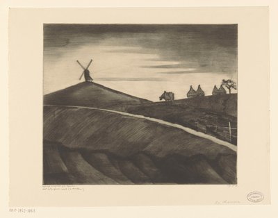 Hilly Landscape with Plowing Ox near Etikhove by Lodewijk Schelfhout (signed by artist)