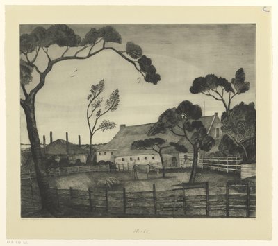 Dutch Landscape with Farm and Meadow by Lodewijk Schelfhout (signed by artist)