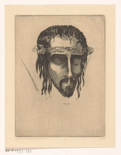 Head of Christ by Lodewijk Schelfhout (signed by artist)