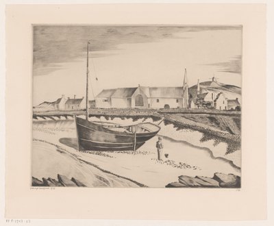 Settlement on the Coast by Lodewijk Schelfhout (signed by artist)