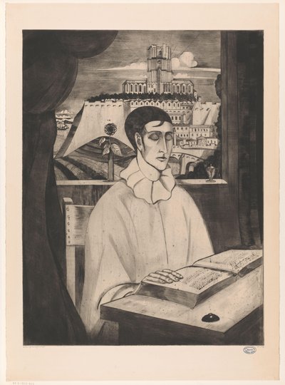 Pierrot Reading a Book by Lodewijk Schelfhout (signed by artist)