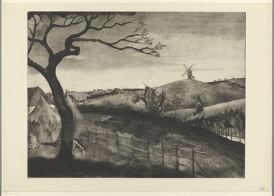 Plowing Farmer with an Ox near Etikhove by Lodewijk Schelfhout (signed by artist)