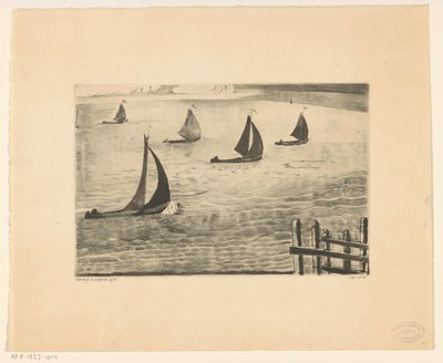 Exit of a Harbor by Lodewijk Schelfhout (signed by artist)