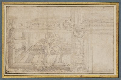 Ignudo, after a Ceiling Fresco in the Sala di Ulisse, Palazzo Poggi, Bologna by Lodovico Carracci