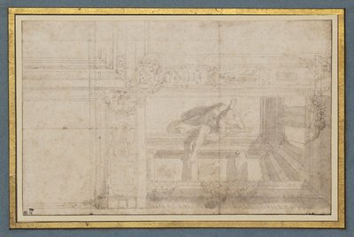 Ignudo, after a ceiling fresco in the Sala di Ulisse, Palazzo Poggi, Bologna by Lodovico Carracci