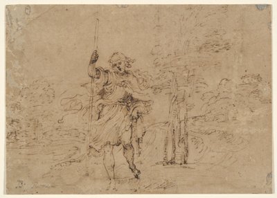 Saint Christopher (or Saint Roch?) in a Landscape by Lodovico Carracci