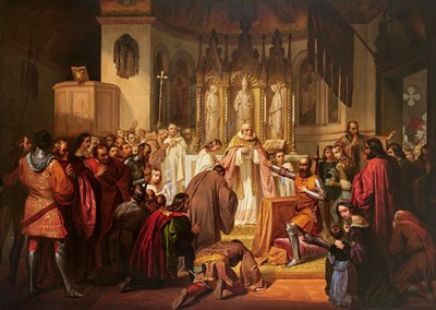 Vittore Pisani Receives Holy Communion Before Taking Command of an Expedition Against the Genoese by Lodovico Lipparini