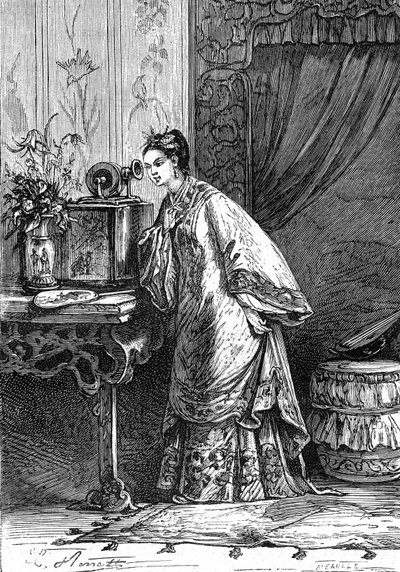 Drawing by Leon Benett, from the book of Jules Verne 