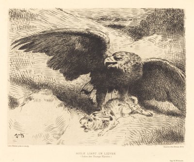 An Eagle Pouncing on a Hare by Léon Bonnat