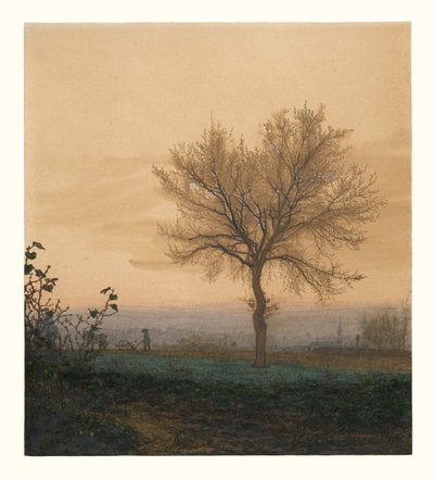Landscape with a Bare Tree and a Plowman by Léon Bonvin