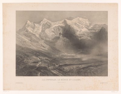 View of the Jungfrau, the Mönch, and the Eiger Mountains by Léon Jean Baptiste Sabatier