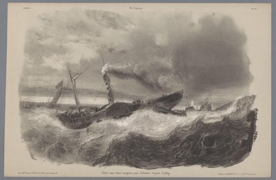 Paddle Steamer in the Storm (series title: Scenes of Rural Life, La Campagne. Varied Studies with Two Pencils) by Léon Jean Baptiste Sabatier