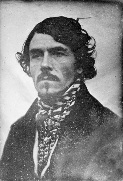 Full face portrait of Eugène Delacroix, head and shoulders, 1842 by Léon Riesener