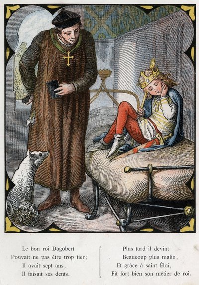 Illustration by Lorenz Frolich for the popular song “The Good King Dagobert”. Edition J. Hetzel. Around 1880. (Toothache) by Lorens Frolich