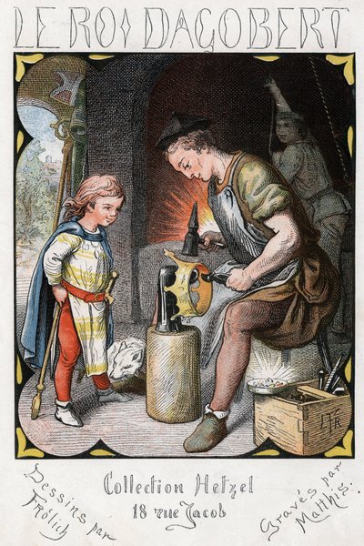 Illustration by Lorenz Frolich for the popular song “The Good King Dagobert”. Edition J. Hetzel. Around 1880 by Lorens Frolich