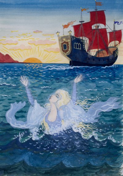 Little Mermaid, illustration for fairy tale by Hans Christian Andersen by Lorens Frolich