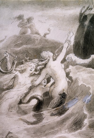 Little Mermaid, Illustration for Fairy Tale by Hans Christian Andersen by Lorens Frolich
