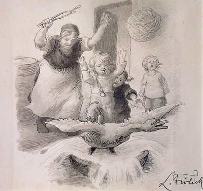 Ugly Duckling, Illustration for Fairy Tale by Hans Christian Andersen by Lorens Frolich