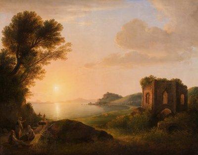 The Bay of Baiae at Sunset by Lorenz Adolf Schönberger