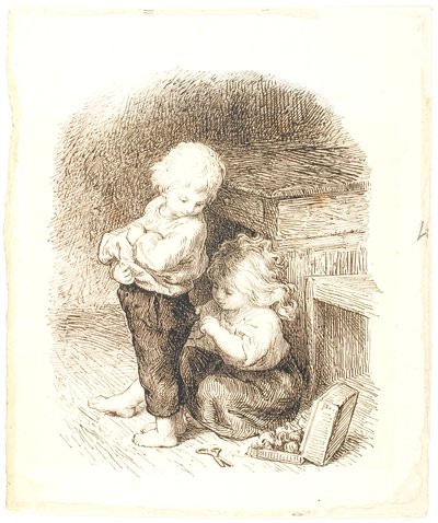 Little Girl Repairing a Boy