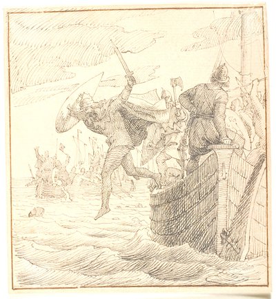 Olaf Tryggvesen Jumps Overboard During the Battle of Svolder by Lorenz Frølich