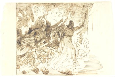 Sketch for Rolf Krake Leaping Through the Fire by Lorenz Frølich