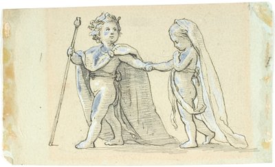 Vignette with Playing Children as King and Queen by Lorenz Frølich