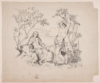 A Seated Female and a Standing Male Figure by Lorenz Frølich