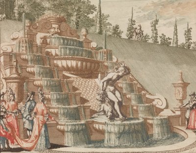 De Cascade van Narcissus, aan de Oost-zyde van de Groote Tuin, in: Tooneel Der Voornaamst by Lorenz Scherm