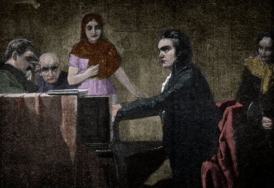 Ludwig van Beethoven plays the Moonlight Sonata - engraving after Lorenz Vogel by Lorenz Vogel