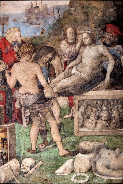 Life of St. Cecile: Burial of St Valerian and St Tiburtius (detail) by Lorenzo Costa