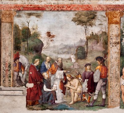 Life of St. Cecile: St Valerian baptized by Urban I by Lorenzo Costa