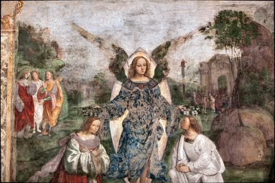 Life of St. Cecile: Valerian and Cecilia crowned by an angel (detail) by Lorenzo Costa