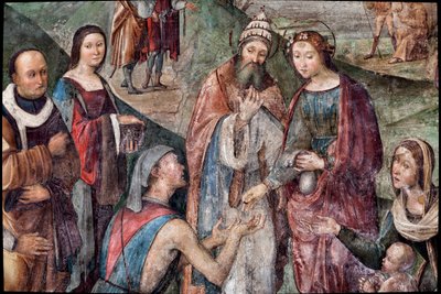 Saint Cecilia gives her possessions to the poor (detail) by Lorenzo Costa