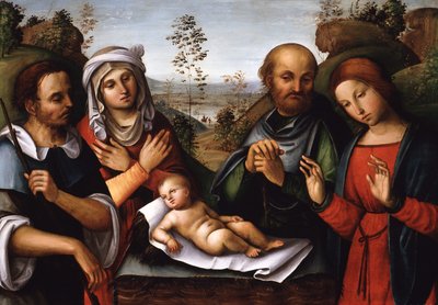 The Adoration of the Child Jesus by Lorenzo Costa