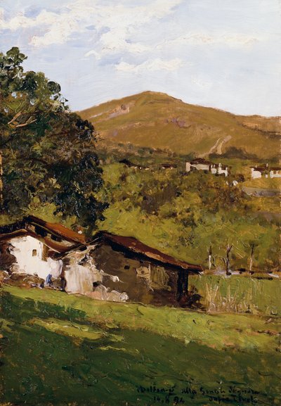 Farmhouses Amongst the Greenery (Pre-Alps of Biella) by Lorenzo Delleani