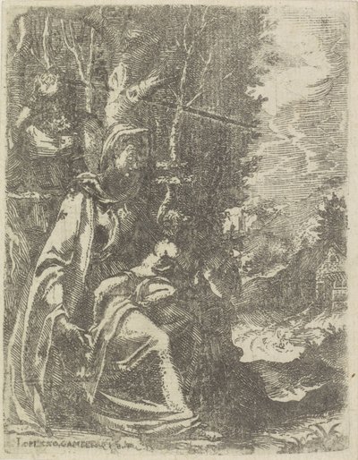Holy Family with the Young John the Baptist in a Landscape by Lorenzo Gamberati