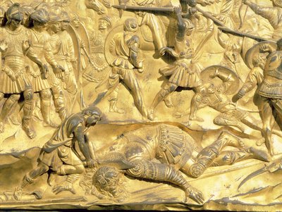 David and Goliath (detail) (post restoration) by Lorenzo Ghiberti