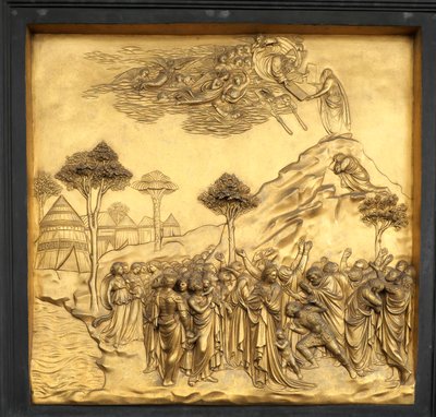 Moses Receives the Tablets of the Law, Relief, Gate of Paradise of the Baptistery by Lorenzo Ghiberti