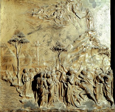Moses receiving the tables of the law (detail) by Lorenzo Ghiberti
