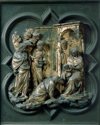 North Gate, Exterior Detail: Adoration of the Magi by Lorenzo Ghiberti