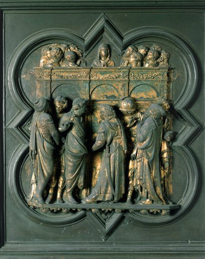 North Gate (called Gate of the Cross, in the North), exterior detail: Pentecost (Bronze sculpture by Lorenzo Ghiberti) by Lorenzo Ghiberti