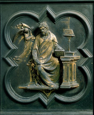 North Gate (called Gate of the Cross, to the North), Exterior Detail: Saint Matthew by Lorenzo Ghiberti