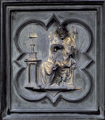 St Augustine, panel H of the North Doors of the Baptistery of San Giovanni by Lorenzo Ghiberti