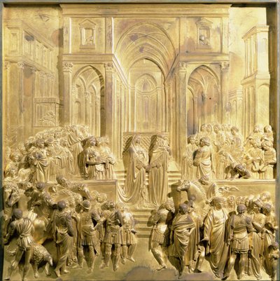 The Meeting of King Solomon and the Queen of Sheba, original panel from the East Doors of the Baptistery by Lorenzo Ghiberti