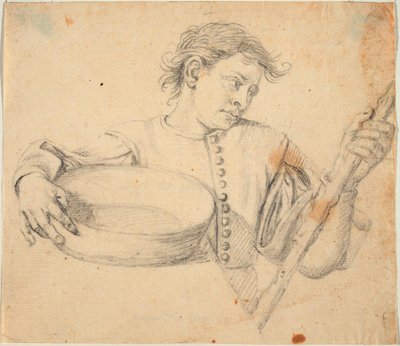 Boy, Half Length, with a Dish and a Cane by Lorenzo Lippi