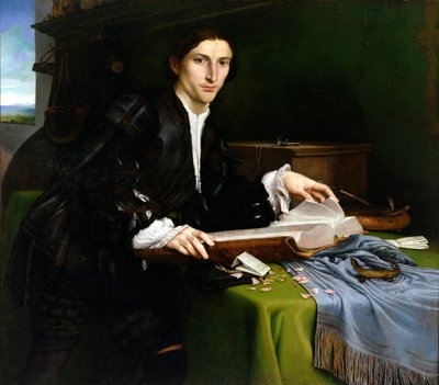 Nobleman, in his Studio (post restoration) by Lorenzo Lotto
