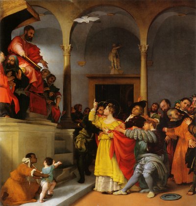 Altar of St. Lucia. Saint Lucia Before The Judge by Lorenzo Lotto