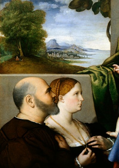 Madonna and Child with Two Donors, by Lorenzo Lotto, (detail) by Lorenzo Lotto